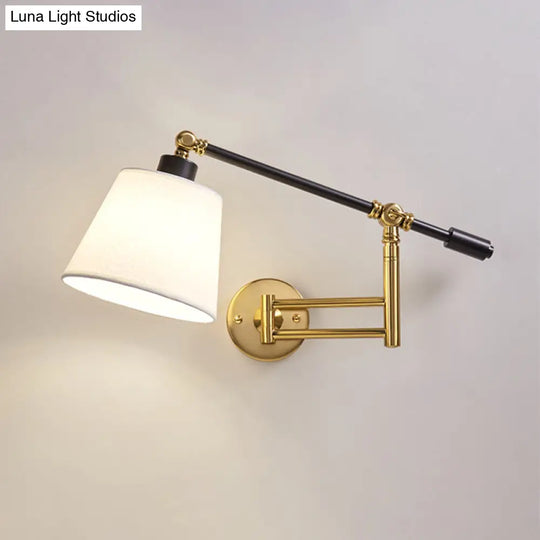 Modernist 1-Light Metallic Wall Light Fixture With Adjustable Shade - Black/White Mount Lamp