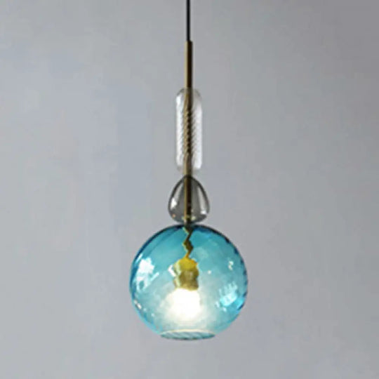 Modernist 1-Light Suspension Pendant With Pink/Blue/Amber Globe/Cylindrical/Dome Design -