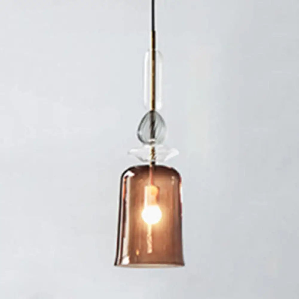 Modernist 1-Light Suspension Pendant With Pink/Blue/Amber Globe/Cylindrical/Dome Design -