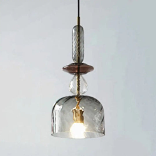 Modernist 1-Light Suspension Pendant With Pink/Blue/Amber Globe/Cylindrical/Dome Design -