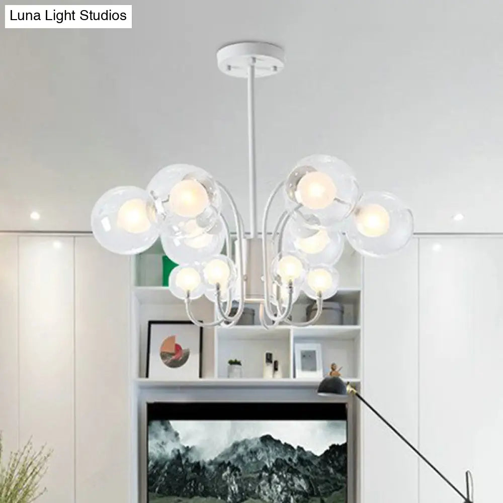 Modernist 12-Light Led Chandelier With Clear Glass Shade For Living Room