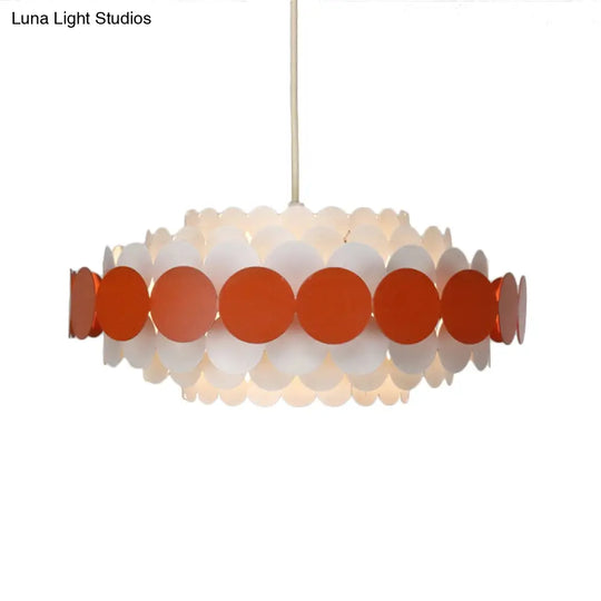 Modernist 3-Light Metal Chandelier In Red/Green Circle Tiers: Stylish Pendant Light For Living Room