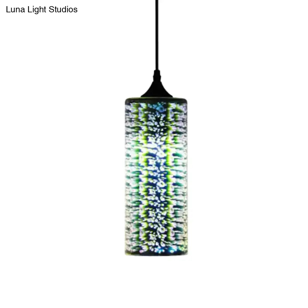 Modernist 1-Light 3D Glass Geometry Pendant For Living Room Multi-Color / F