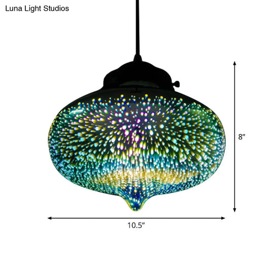 Modernist 1-Light 3D Glass Geometry Pendant For Living Room