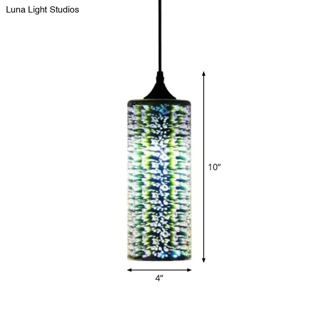 Modernist 1-Light 3D Glass Geometry Pendant For Living Room