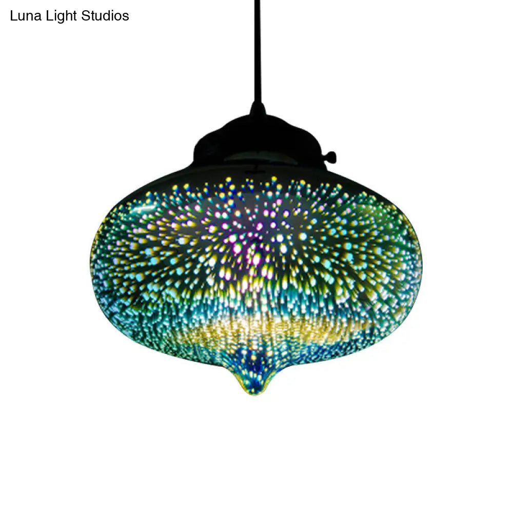 Modernist 1-Light 3D Glass Geometry Pendant For Living Room Multi-Color / D