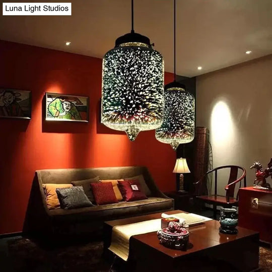 Modernist 1-Light 3D Glass Geometry Pendant For Living Room Multi-Color / A