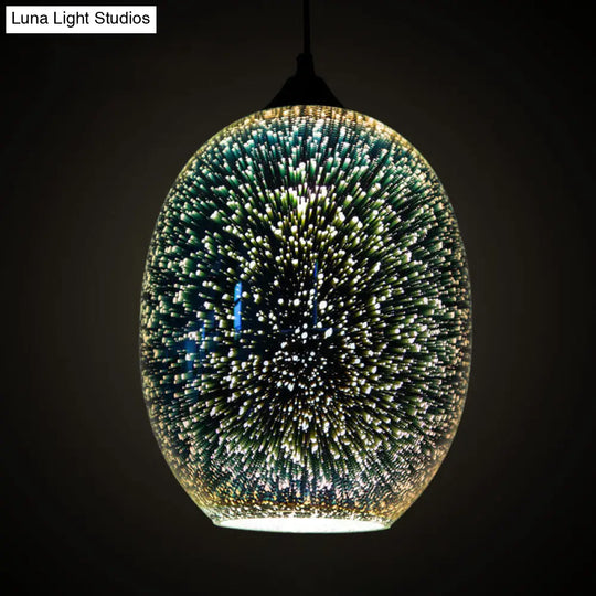 Modernist 1-Light 3D Glass Geometry Pendant For Living Room