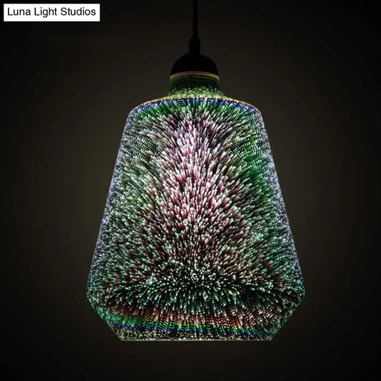 Modernist 1-Light 3D Glass Geometry Pendant For Living Room