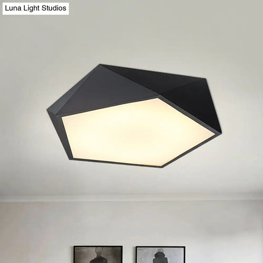 Modernist 3D Pentagon Flushmount Acrylic Led Ceiling Flush Light In Black - 16.5/20.5/24.5 Inches