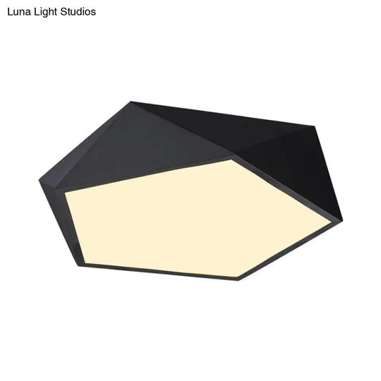 Modernist 3D Pentagon Flushmount Acrylic Led Ceiling Flush Light In Black - 16.5/20.5/24.5 Inches