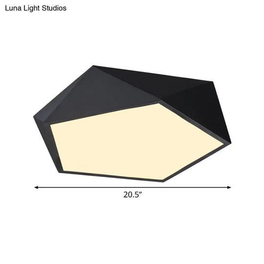 Modernist 3D Pentagon Flushmount Acrylic Led Ceiling Flush Light In Black - 16.5/20.5/24.5 Inches