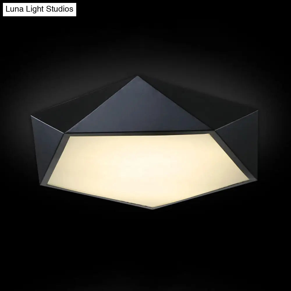 Modernist 3D Pentagon Flushmount Acrylic Led Ceiling Flush Light In Black - 16.5/20.5/24.5 Inches