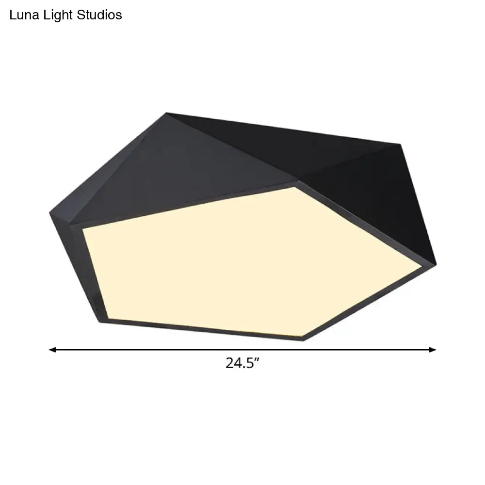 Modernist 3D Pentagon Flushmount Acrylic Led Ceiling Flush Light In Black - 16.5/20.5/24.5 Inches