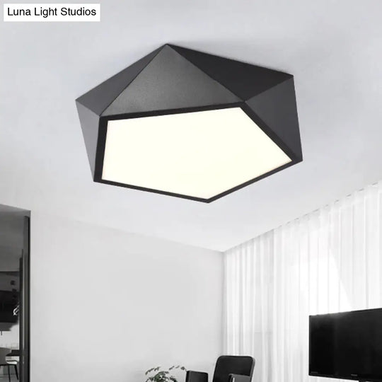 Modernist 3D Pentagon Flushmount Acrylic Led Ceiling Flush Light In Black - 16.5/20.5/24.5 Inches