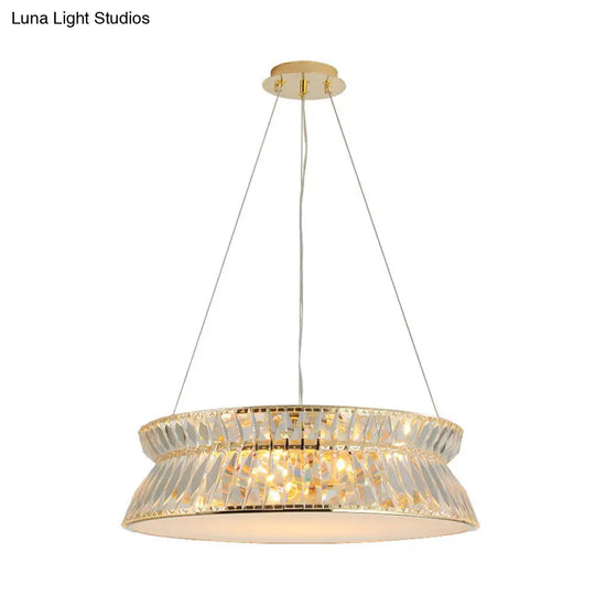 Contemporary 4-Bulb Drum Chandelier Pendant Light With Crystal Shade