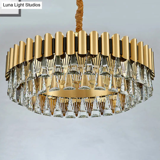 4-Tier Round Crystal Chandelier Lamp - Modernist Golden Pendant Lighting Fixture 12 / Gold