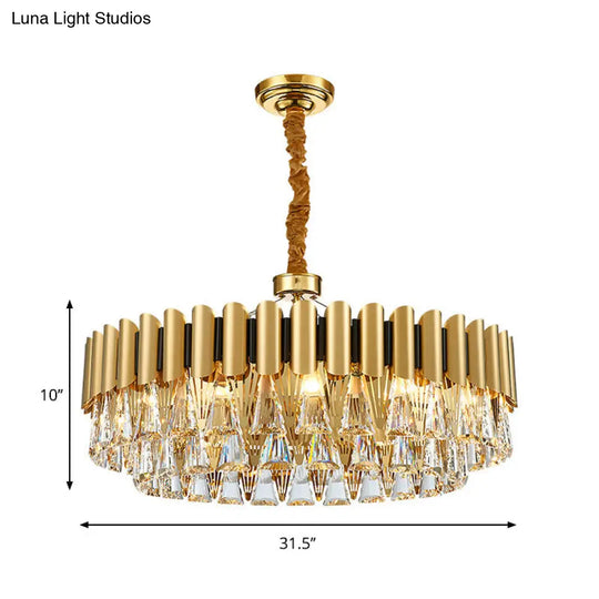 4-Tier Round Crystal Chandelier Lamp - Modernist Golden Pendant Lighting Fixture