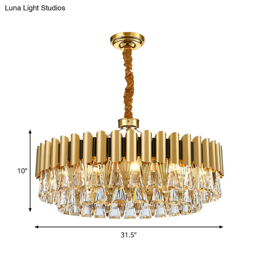 Modernist 4-Tier Crystal Chandelier Lamp - Golden Pendant Lighting Fixture 8/12 Lights