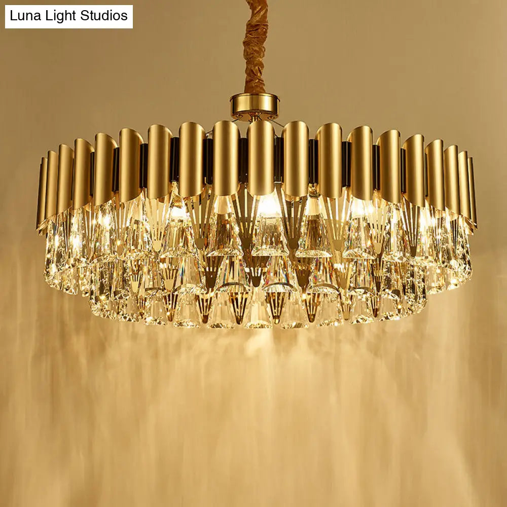 4-Tier Round Crystal Chandelier Lamp - Modernist Golden Pendant Lighting Fixture 8 / Gold