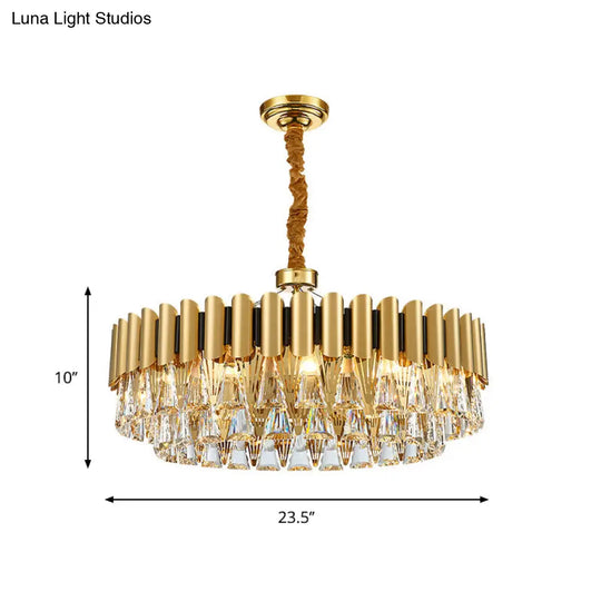 Modernist 4-Tier Crystal Chandelier Lamp - Golden Pendant Lighting Fixture 8/12 Lights