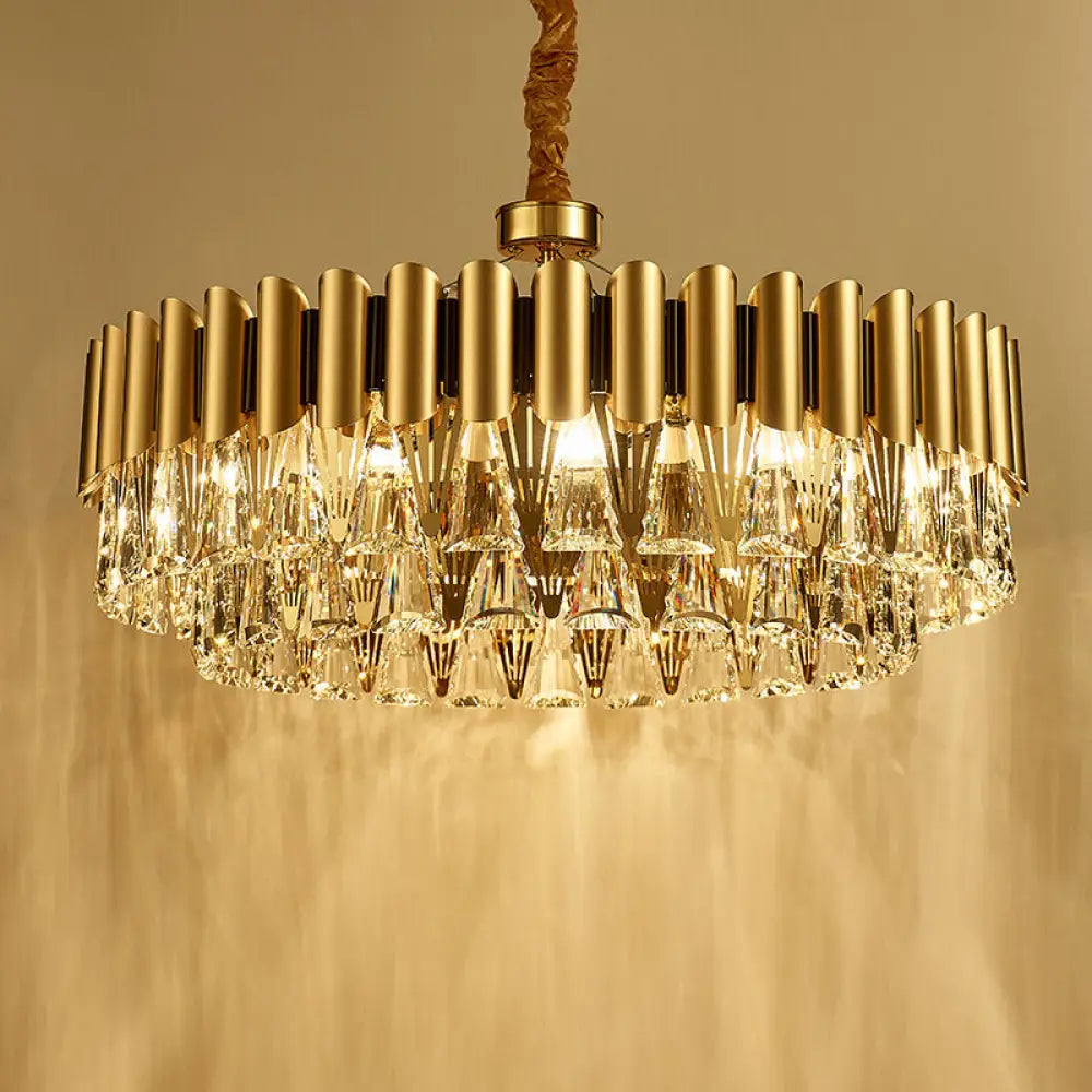 Modernist 4-Tier Crystal Chandelier Lamp - Golden Pendant Lighting Fixture 8/12 Lights 8 / Gold