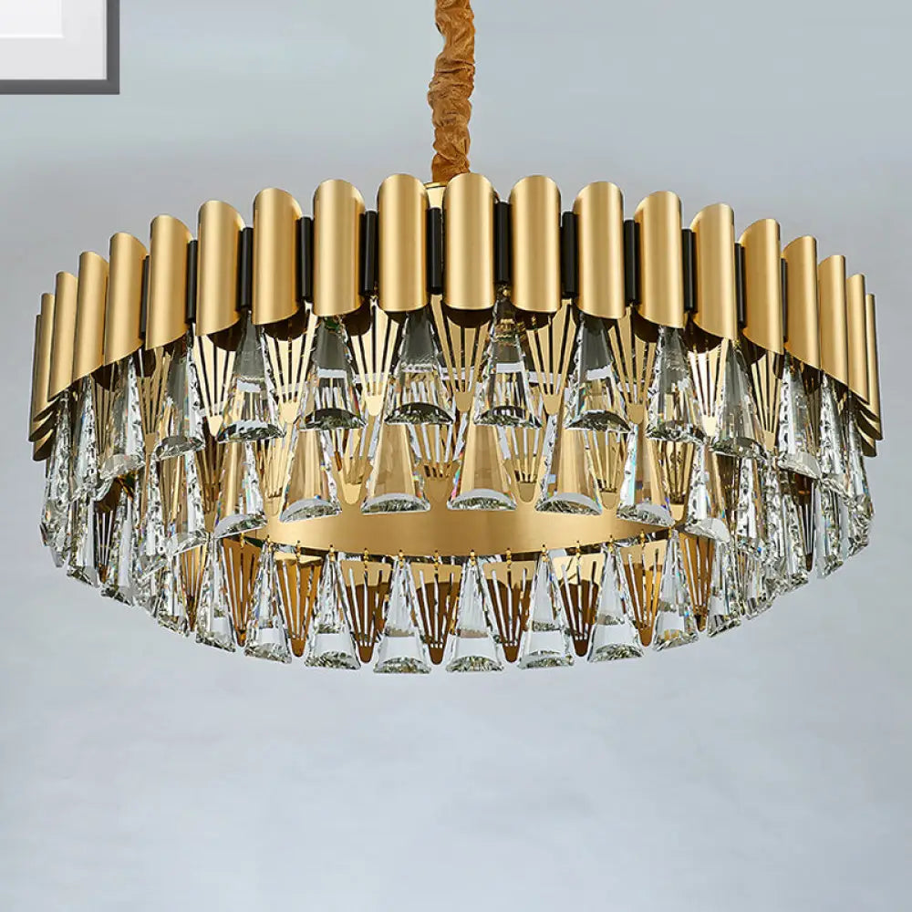 Modernist 4-Tier Crystal Chandelier Lamp - Golden Pendant Lighting Fixture 8/12 Lights 12 / Gold