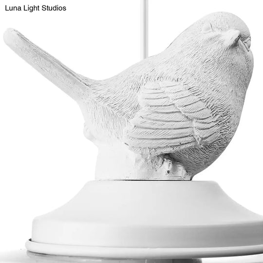 Modernist Pendant Lighting: Cylindrical/Barrel Shaped Hanging Lamp With Clear Glass Bird Design (1/5