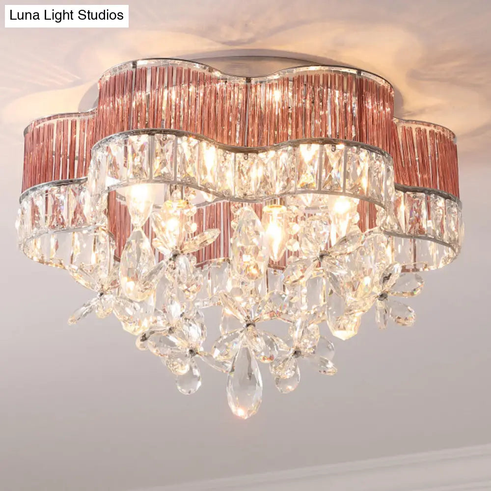 Modernist 6-Light Crystal Teardrop Ceiling Light - 17/20 Wide Flush Lamp Fixture Clear / 20
