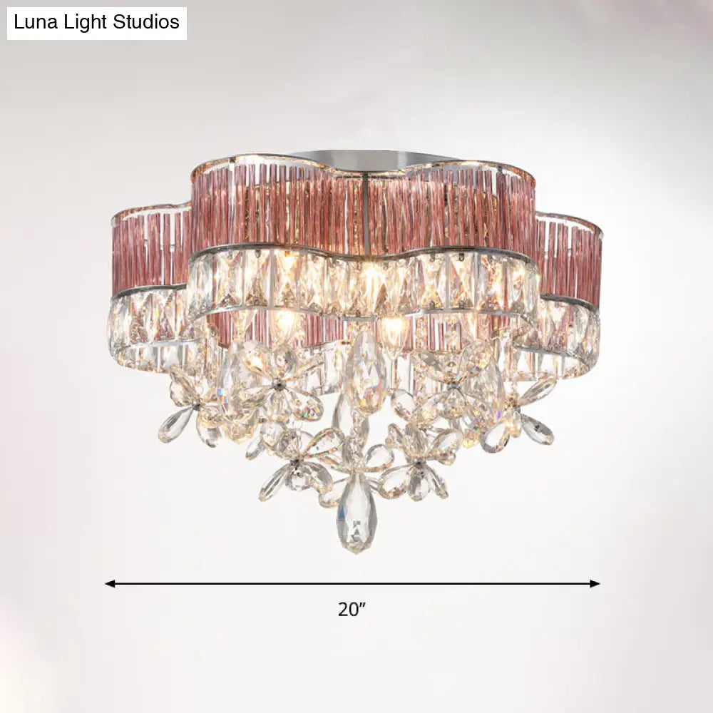 Modernist 6 - Light Crystal Teardrop Ceiling Light - 17’/20’ Wide Flush Lamp Fixture