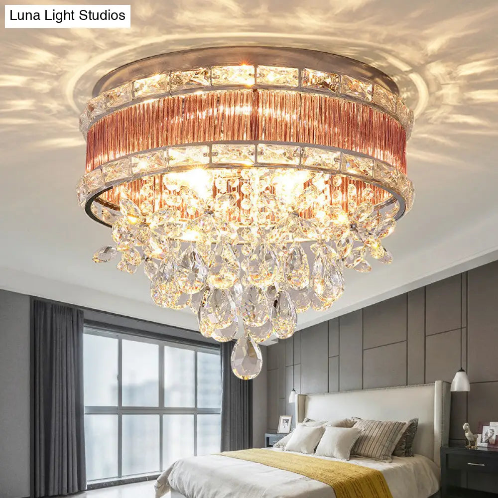 Modernist 6 - Light Crystal Teardrop Ceiling Light - 17’/20’ Wide Flush Lamp Fixture
