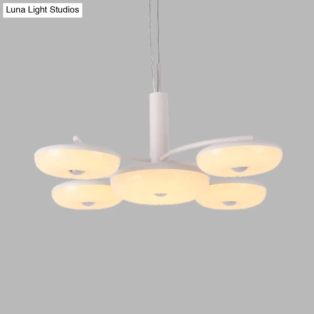 Modernist Acrylic 5-Light Led Round Hanging Chandelier Ceiling Lamp - White