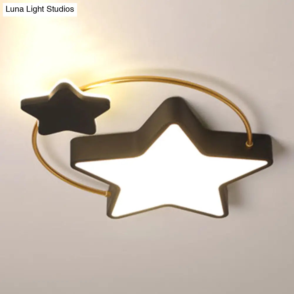 Modernist Acrylic Flush Mount Ceiling Light For Bedroom - Pentagram Design Gold-Black / 18 White