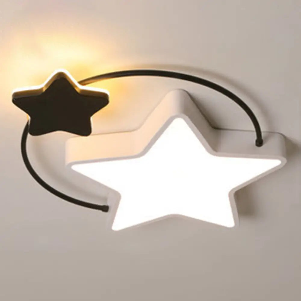 Modernist Acrylic Flush Mount Ceiling Light For Bedroom - Pentagram Design Black - White / 18’ White