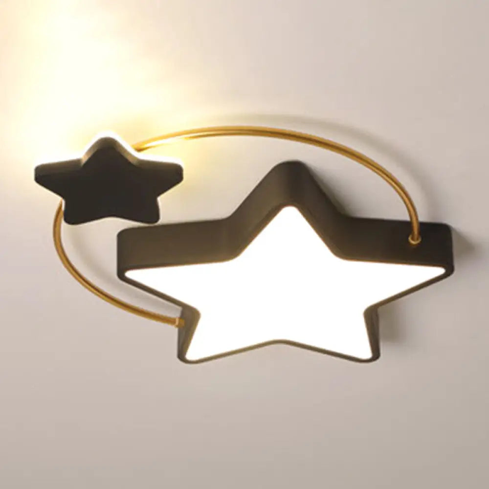 Modernist Acrylic Flush Mount Ceiling Light For Bedroom - Pentagram Design Gold - Black / 18’ White