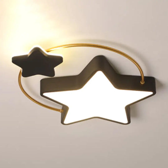 Modernist Acrylic Flush Mount Ceiling Light For Bedroom - Pentagram Design Gold - Black / 18’ White