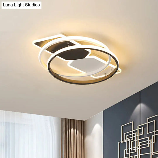 Modernist Acrylic Flushmount Led Ceiling Light For Bedroom - 16/19.5 Black