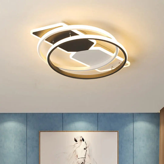 Modernist Acrylic Flushmount Led Ceiling Light For Bedroom - 16’/19.5’ Black / 16’