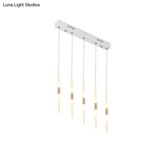 Modernist Acrylic Flute Pendant Light With Cluster Design - 5/6 Lights White Finish Ceiling Hanging