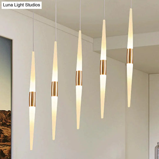 Modern Acrylic Flute Cluster Pendant Light - 5/6 Lights White/Warm 5 / White