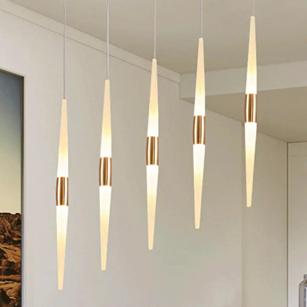 Modernist Acrylic Flute Pendant Light With Cluster Design - 5/6 Lights White Finish Ceiling Hanging