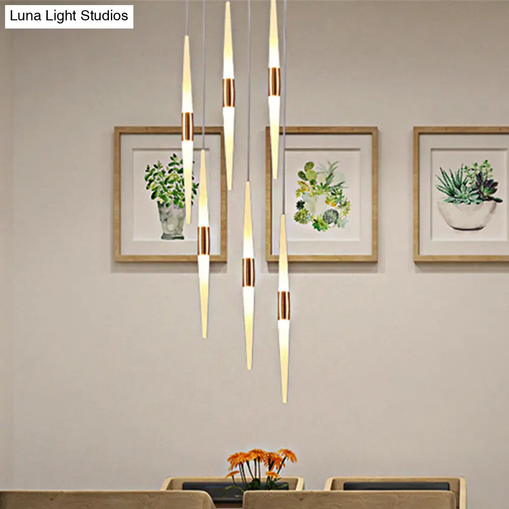 Modern Acrylic Flute Cluster Pendant Light - 5/6 Lights White/Warm