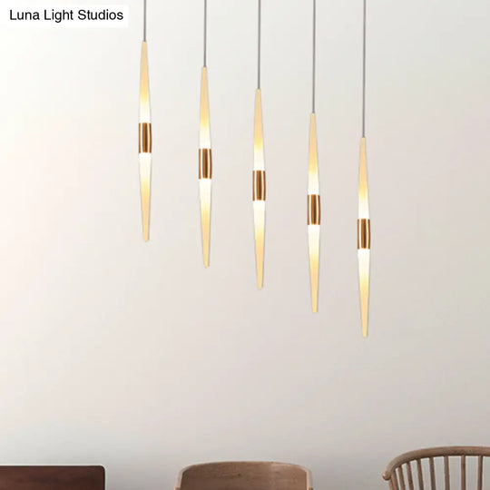 Modernist Acrylic Flute Pendant Light With Cluster Design - 5/6 Lights White Finish Ceiling Hanging