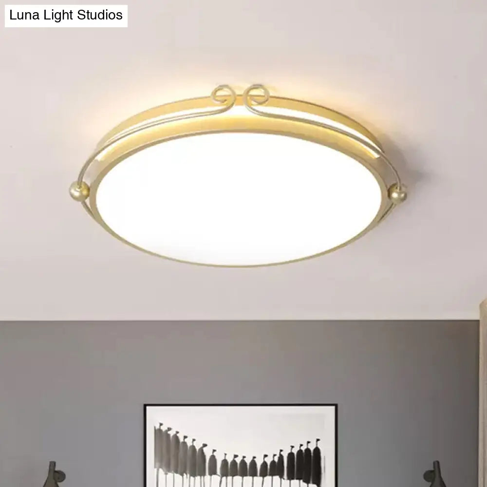 Modernist Acrylic Gold Led Flush Mount Ceiling Light For Bedroom With Curved Design - Warm/White /