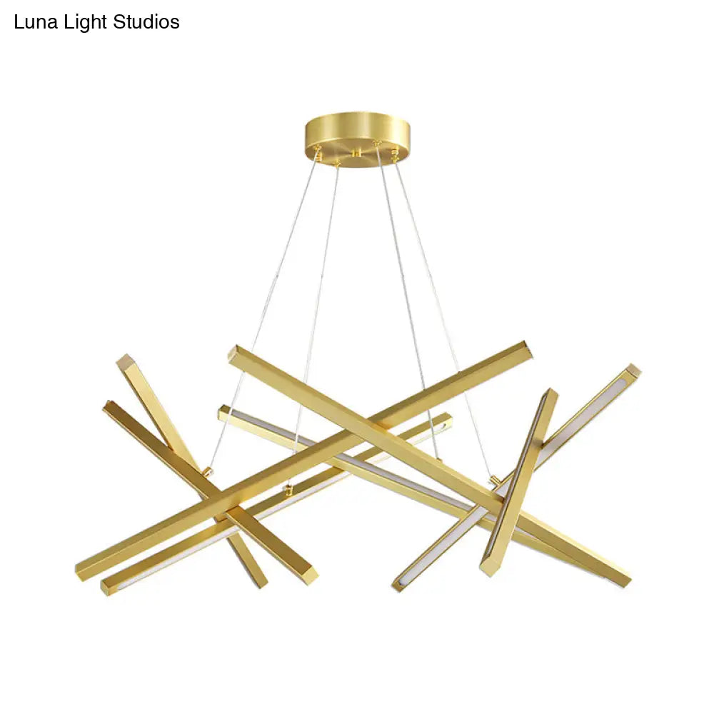 Modernist Acrylic Led Chandelier: Criss Cross Linear Suspension Lamp For Dining Room Ceiling