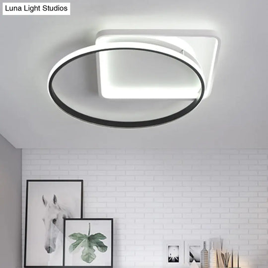 Modernist Acrylic Led Flushmount Ceiling Light In White/Warm 16/19.5 Wide White / 16