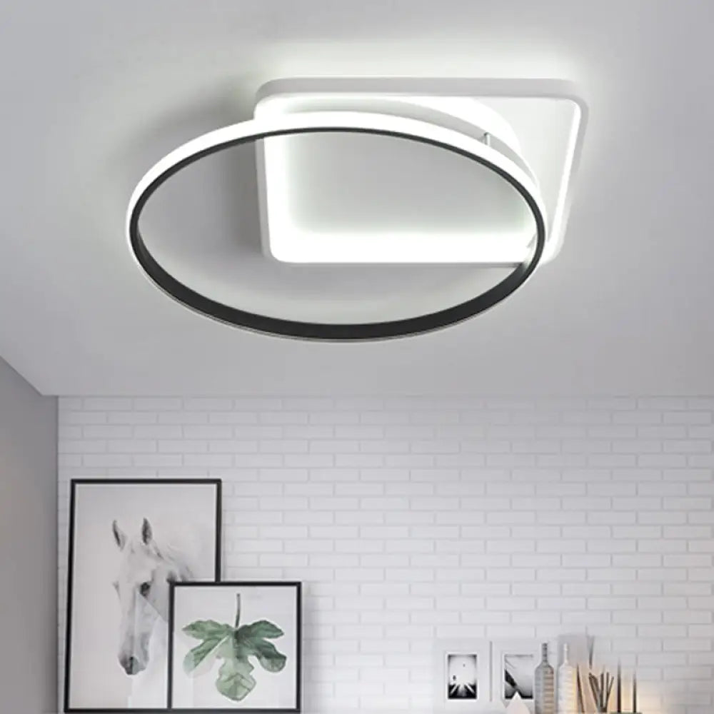 Modernist Acrylic Led Flushmount Ceiling Light In White/Warm 16’/19.5’ Wide White / 16’