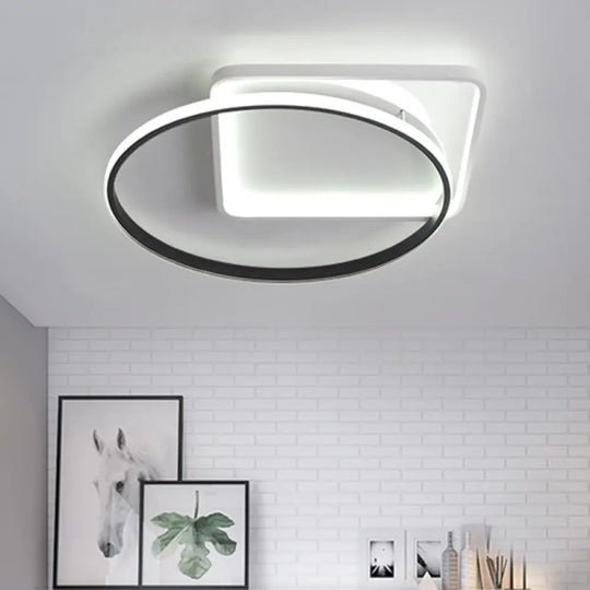 Modernist Acrylic Led Flushmount Ceiling Light In White/Warm 16’/19.5’ Wide White / 16’