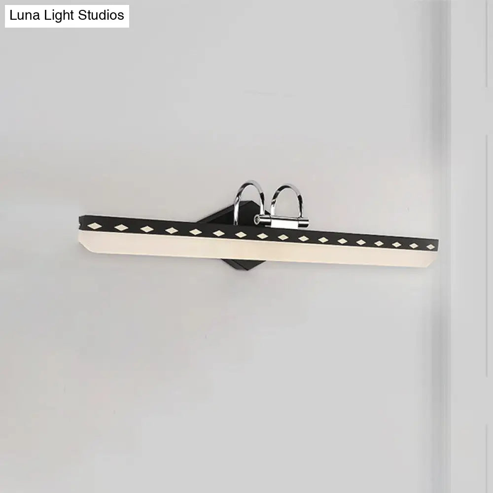 Modernist Acrylic Linear Led Vanity Wall Sconce - 15/19/23 Wide Black/White Curved Arm Natural Light