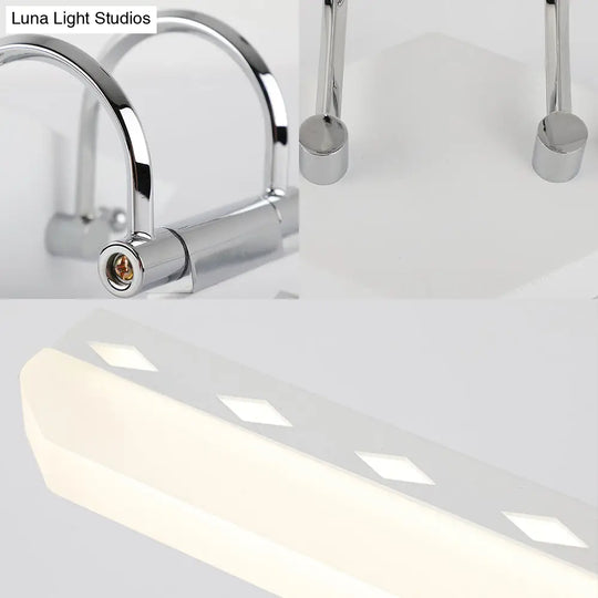 Modernist Acrylic Linear Led Vanity Wall Sconce - 15/19/23 Wide Black/White Curved Arm Natural Light